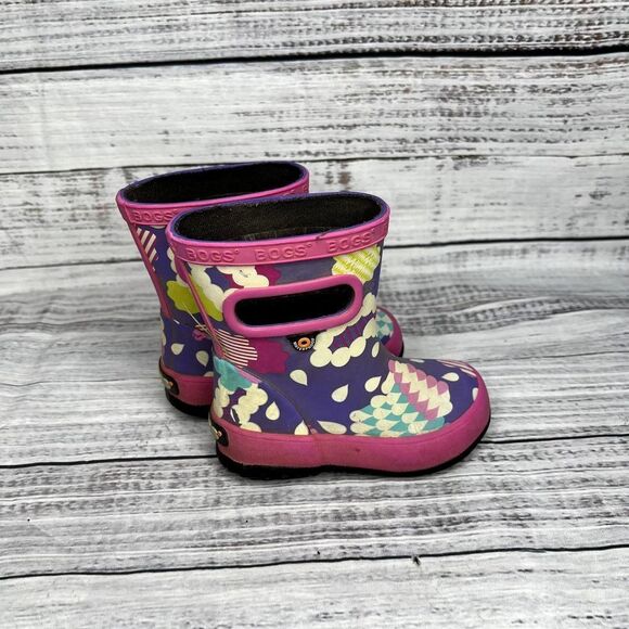 Bogs Purple & Pink Little Girls Wellies Rain Boots 5C - Picture 4 of 5